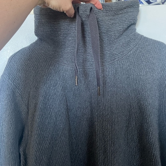 Lululemon Gray Cowl Neck Bell Sleeves Pullover Sweater 21.5” Pit to Pit 3D Logo - Picture 2 of 9